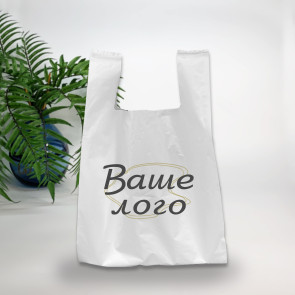 T-Shirt plastic bag for privat-label 28(2х7)х48 см, 51 µm, HDPE matte, white
