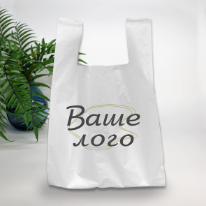 T-Shirt plastic bag for privat-label 34(2х8)х57 см, 51 µm, HDPE matte, white