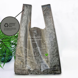 Пакет майка,34(2х8)х57,25мкм,(50 шт.),HDPE recycled 100 (1), графіт, City UA "CHERPACK RECYCLED