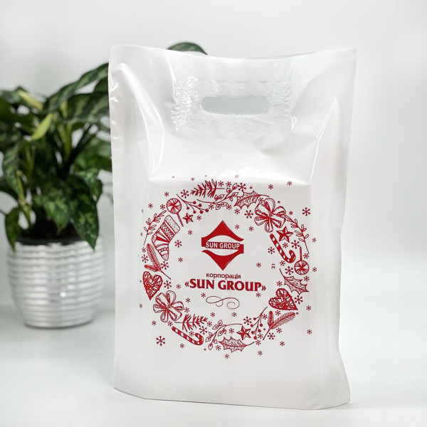 Die-cut handle bag, 30x40(+3) cm, 51 microns, LDPE