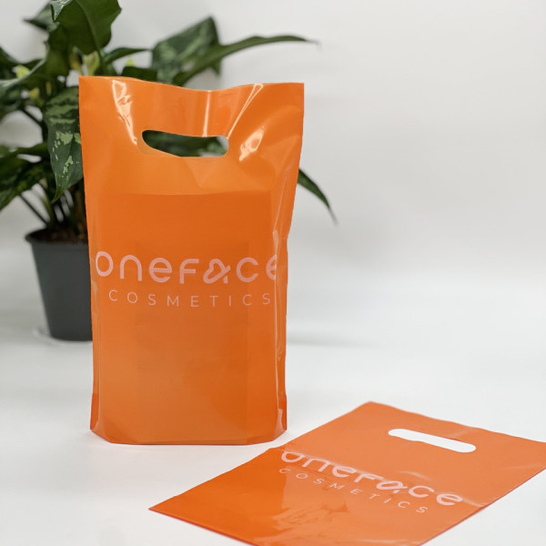 Shopping bags with logo, 20x30cm, 51 microns, LDPE, orange