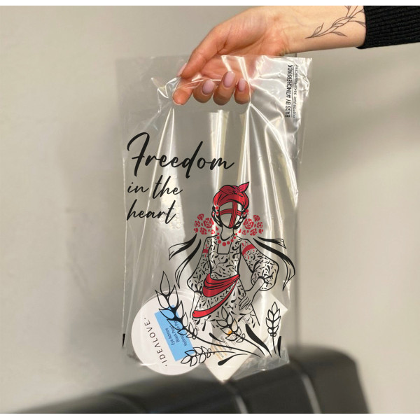 Torba plastikowa typu „banan” Ethno 20×30 cm, przezroczysta, błyszcząca