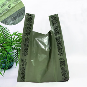 Torba typu koszulka z nadrukiem 28(2х7)х48, 51 µm, LDPE recycled błyszcząca, мікс кольоровий, "CHERPACK RECYCLED"