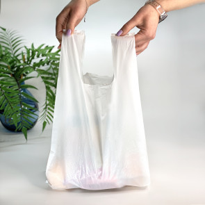 Torba typu koszulka АКТ, 28(2х7)х48, 20 µm, (50 szt.), HDPE spożywcza, biały