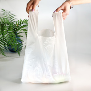 Torba typu koszulka АКТ, 34(2х8)х55, 25 µm, (50 szt.), HDPE харчовий, biały