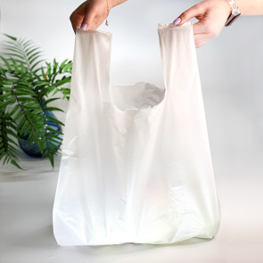 Torba typu koszulka АКТ, АКТ, 40(2х9)х60, 30 µm, (50 szt.), HDPE spożywcza, biały