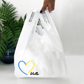Hemdchentragetaschen 28(2х7)х48, 18my, (50 stück.), HDPE lebensmittelbeutel,weiß, "UA heart"